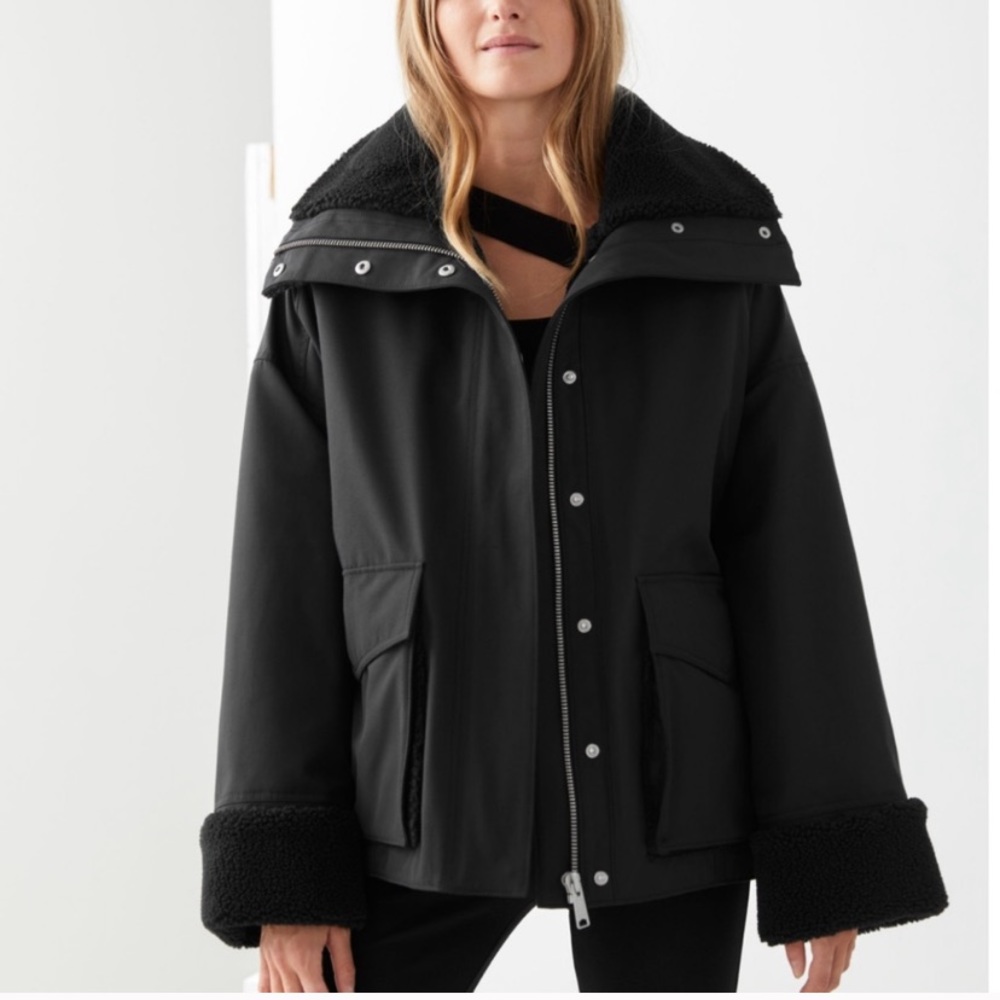 & Other Stories Oversized Boxy Shearling Coat